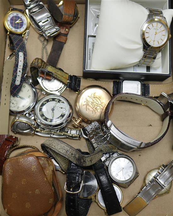 A quantity of assorted wrist watches and pocket watches, including Rotary.